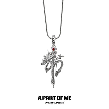 Ruby Dragon Sword Necklace
