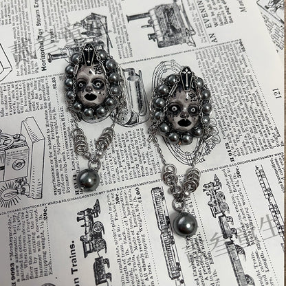 Earrings & Ear Cuffs-Two Three Children's Original Design Dark Wicked Girl Gothic Imitation Pearl Cool Girl Spice Girl Gift Niche Punk