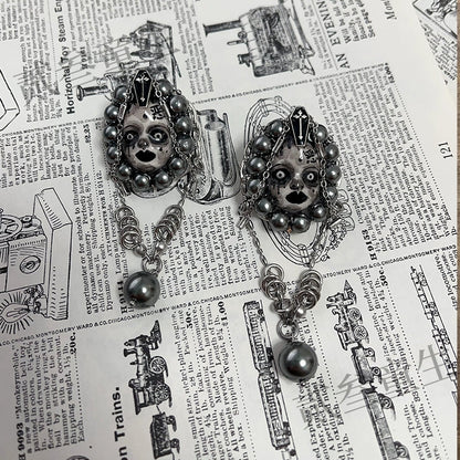 Earrings & Ear Cuffs-Two Three Children's Original Design Dark Wicked Girl Gothic Imitation Pearl Cool Girl Spice Girl Gift Niche Punk