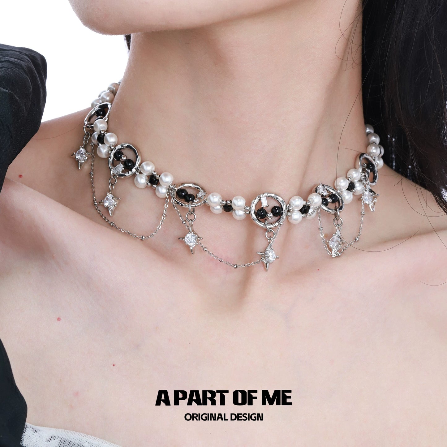 Black & White Pearl Tassel Necklace