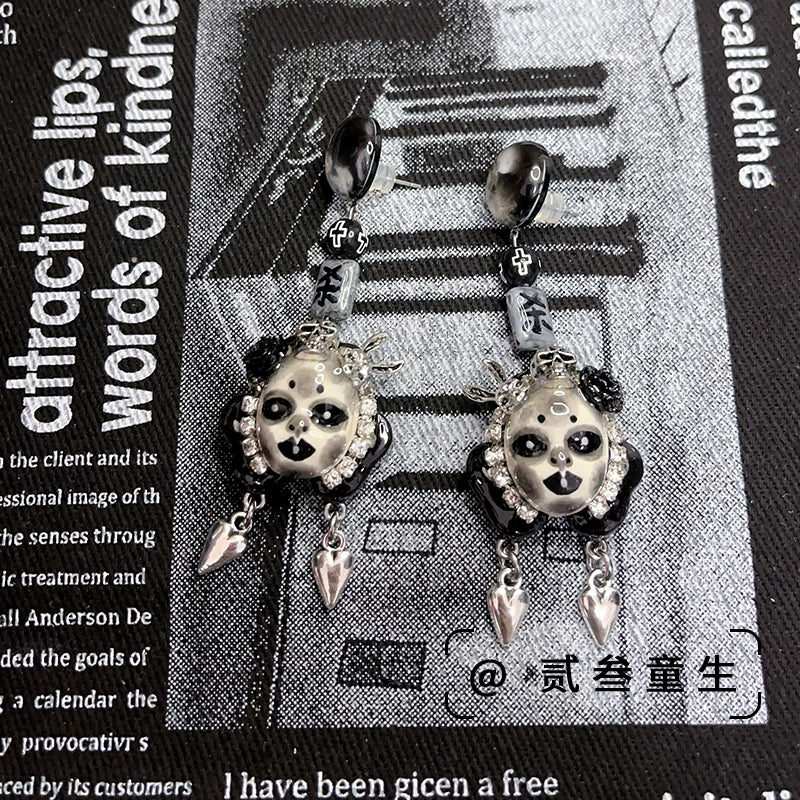 Earrings & Ear Cuffs-Two Three Children's Original Design Diablo Goth 925 Silver Needle Earrings Spice Girls Niche Handmade Cool Temperament Earrings