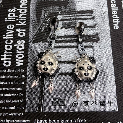 Earrings & Ear Cuffs-Two Three Children's Original Design Diablo Goth 925 Silver Needle Earrings Spice Girls Niche Handmade Cool Temperament Earrings