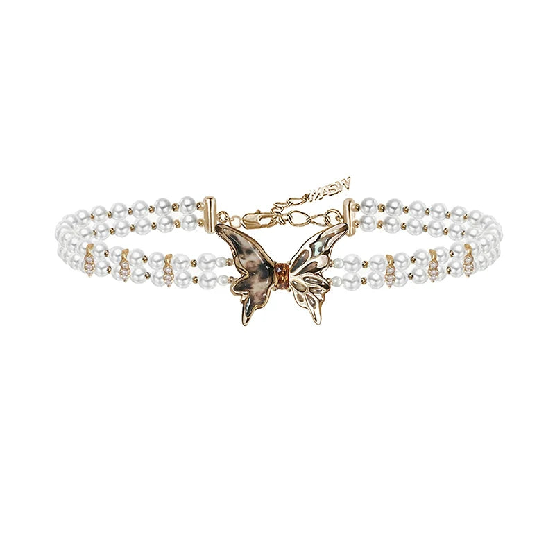 Leopard Butterfly Beaded Choker