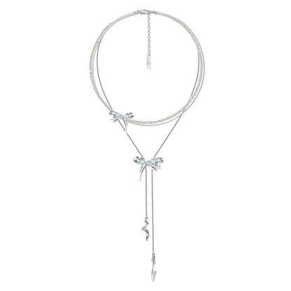 Blue Butterfly Pearl Necklace
