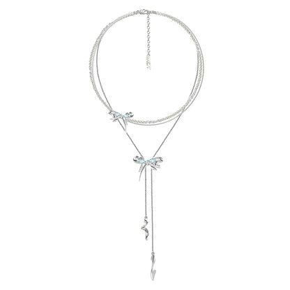 Blue Butterfly Pearl Necklace