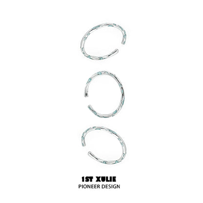 Exquisite Blue Textured Silver Ring