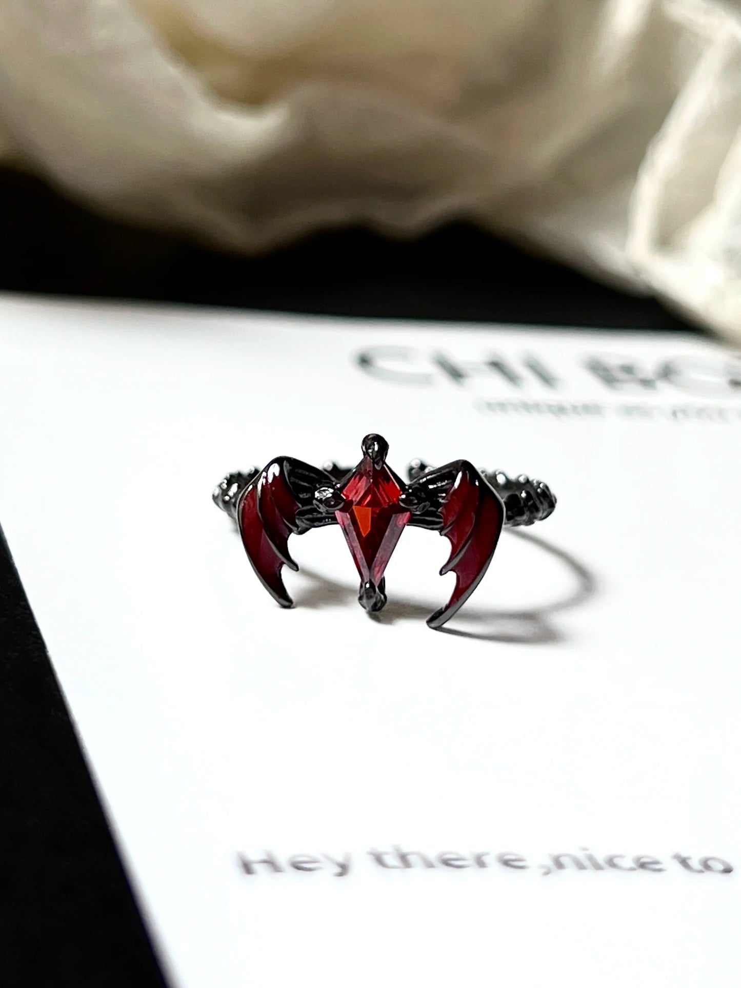 "Dragon Shadow" Red Zircon Ring