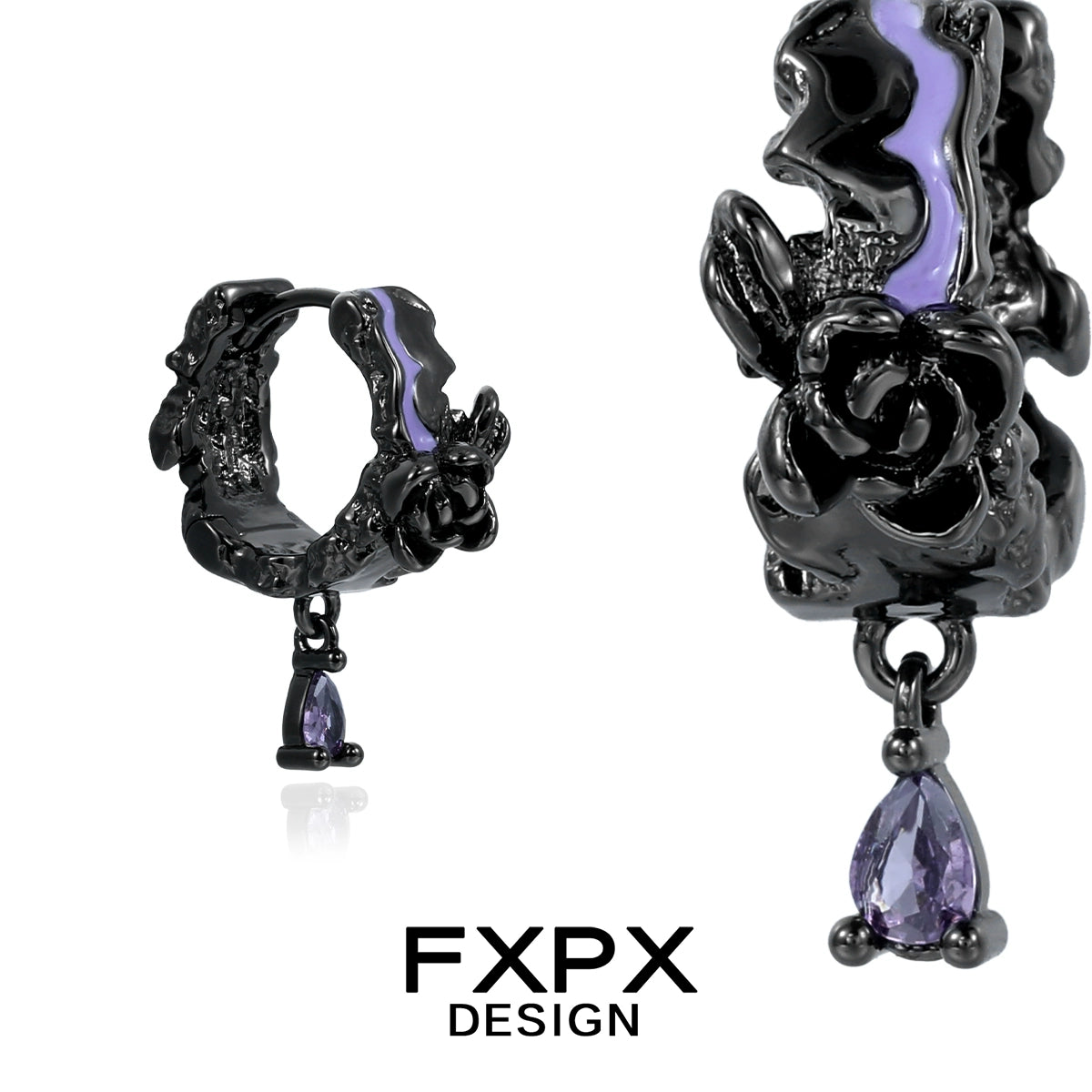 Y2K Midnight Dark Rose Earrings