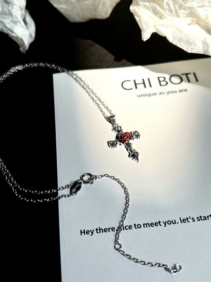 "Thorns Rose" Cross Necklace