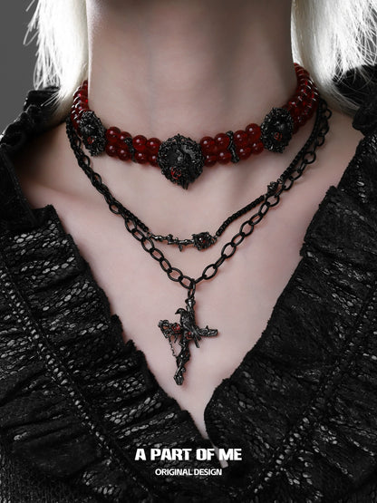Gothic Beaded Crow Choker
