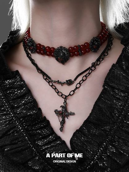 Gothic Beaded Crow Choker