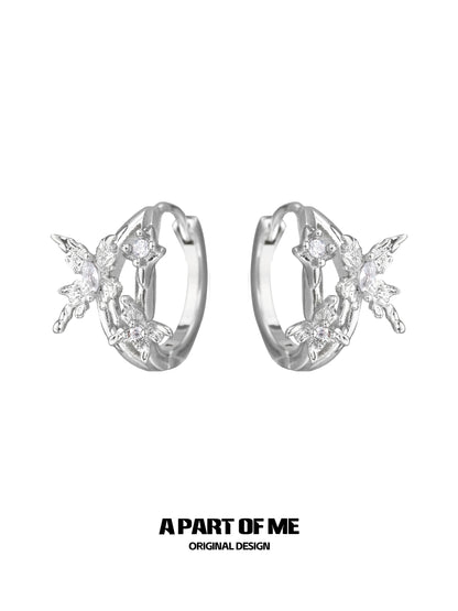 Diamond-Set Butterfly Ear Buckles