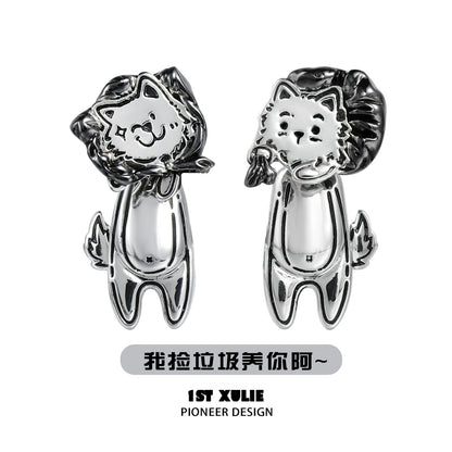 Joyful Pup Love Silver Earrings