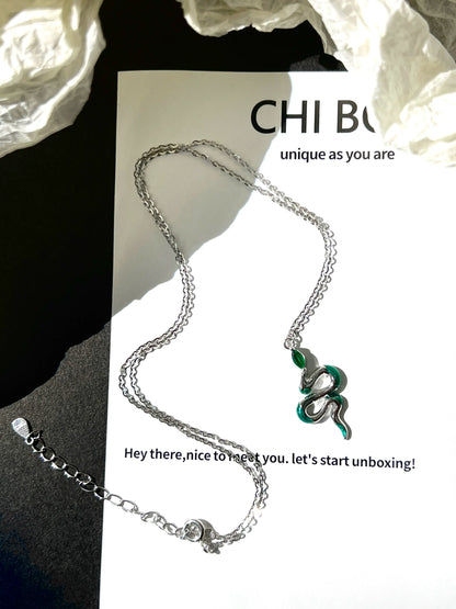 "Green Snake Dreams" Zircon Necklace