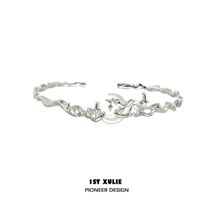 Y2K Moon Orchid Silver Couple Bracelet
