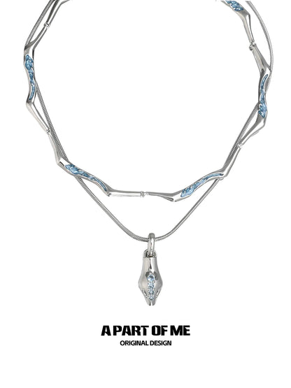 Stacked Blue Snake Necklace