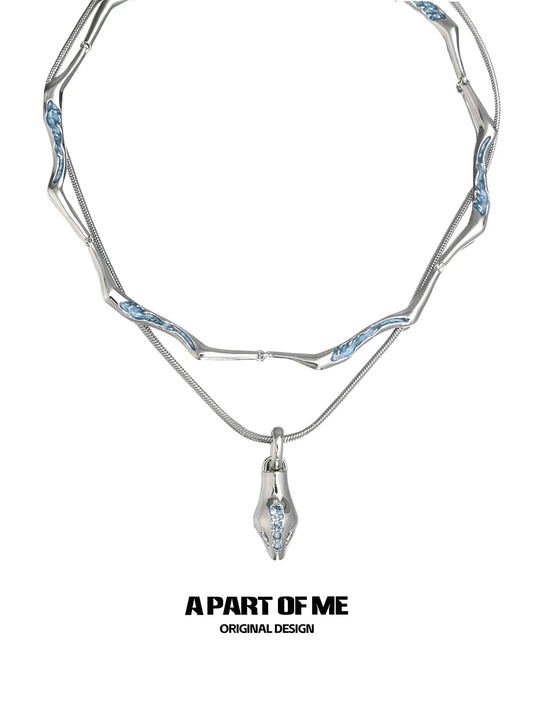 Stacked Blue Snake Necklace
