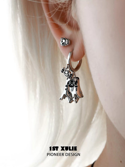 Y2K Chic Ghost Black Cat Earrings