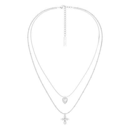 Heart Cross Double Layer Necklace