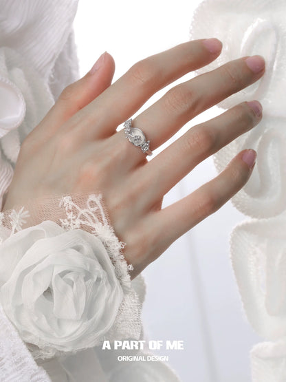 Silver Rose Agate Ring