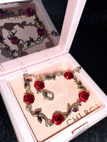 "Dark Night Red Rose" Bracelet