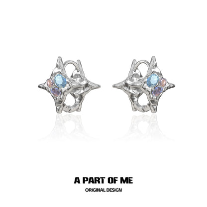 Rainbow Zircon Star Stud Earrings