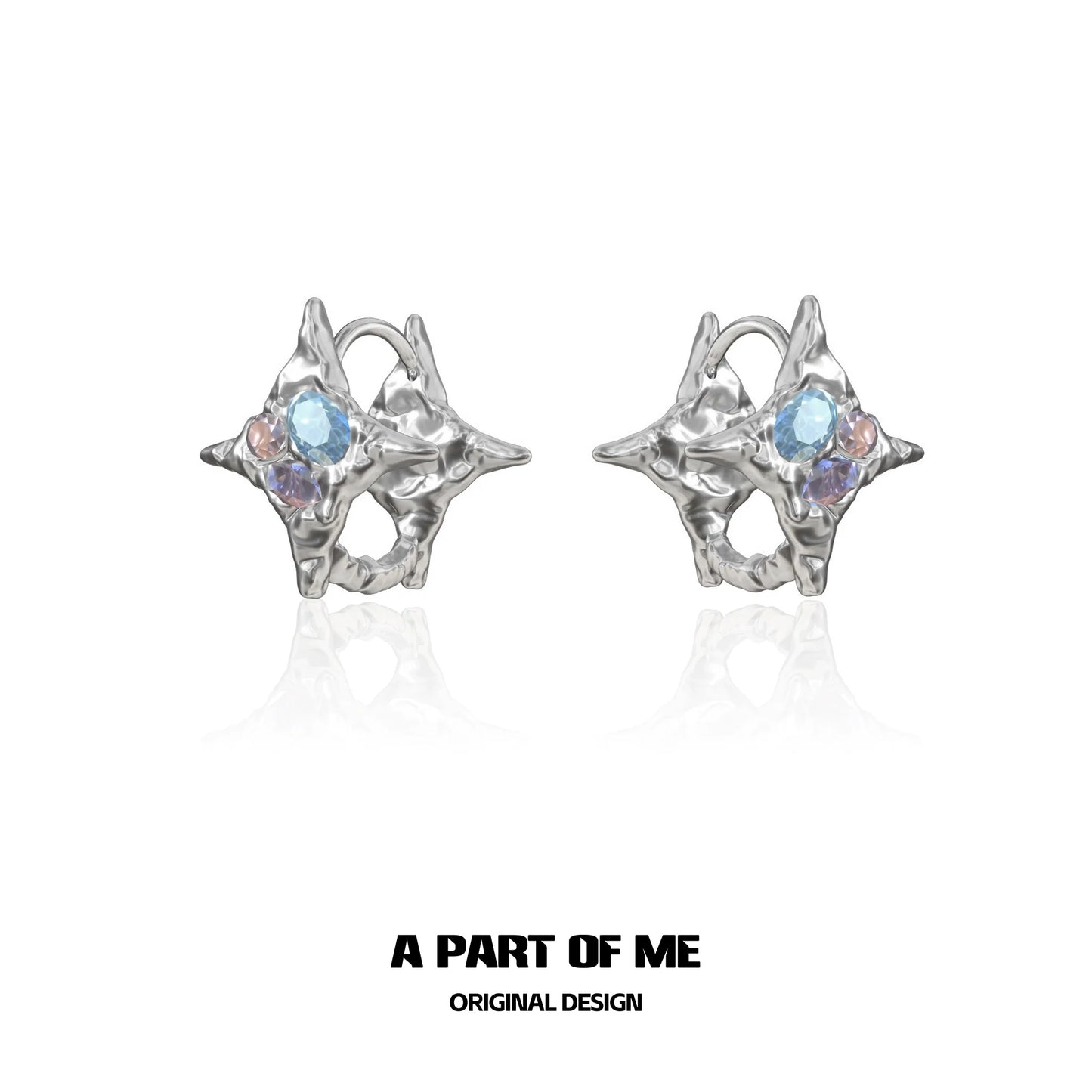 Rainbow Zircon Star Stud Earrings