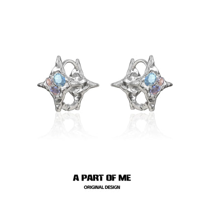 Rainbow Zircon Star Stud Earrings