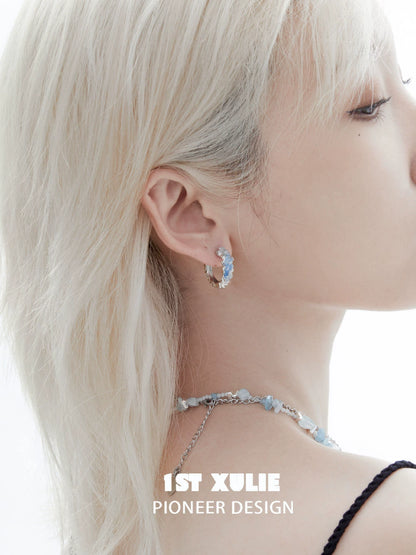 Ice Century Sea Crystal Ear Clips
