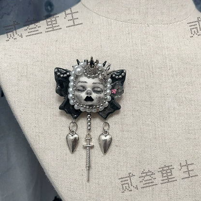 Necklaces-Ersan Tongsheng Original Handmade Clay Spice Girl Butterfly Goth Dark Wind Doll Niche Millennium Subculture Necklace