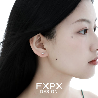 Frosted White Agate Stud Earrings