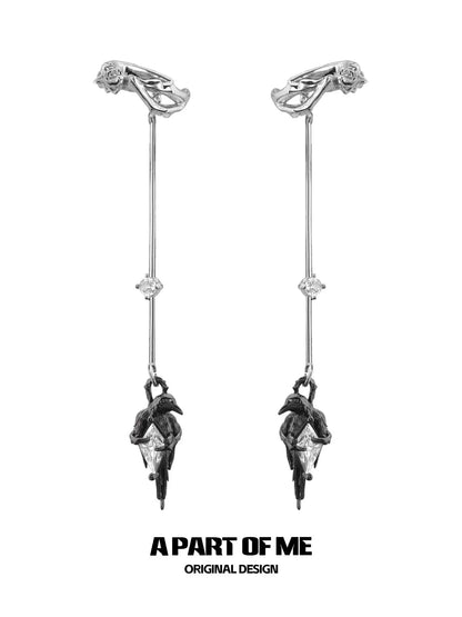 Raven Gem Ear Clips