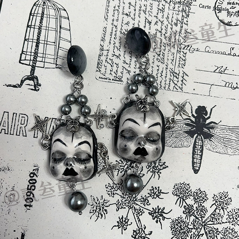 Earrings & Ear Cuffs-Ersan Tongsheng Handmade Original Handmade Niche Love Earrings Personality Dark Sweet Cool Subcultural Earrings Earrings