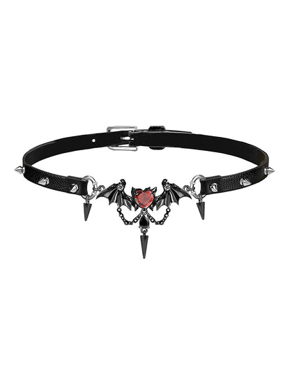 Demon Wings Leather Choker