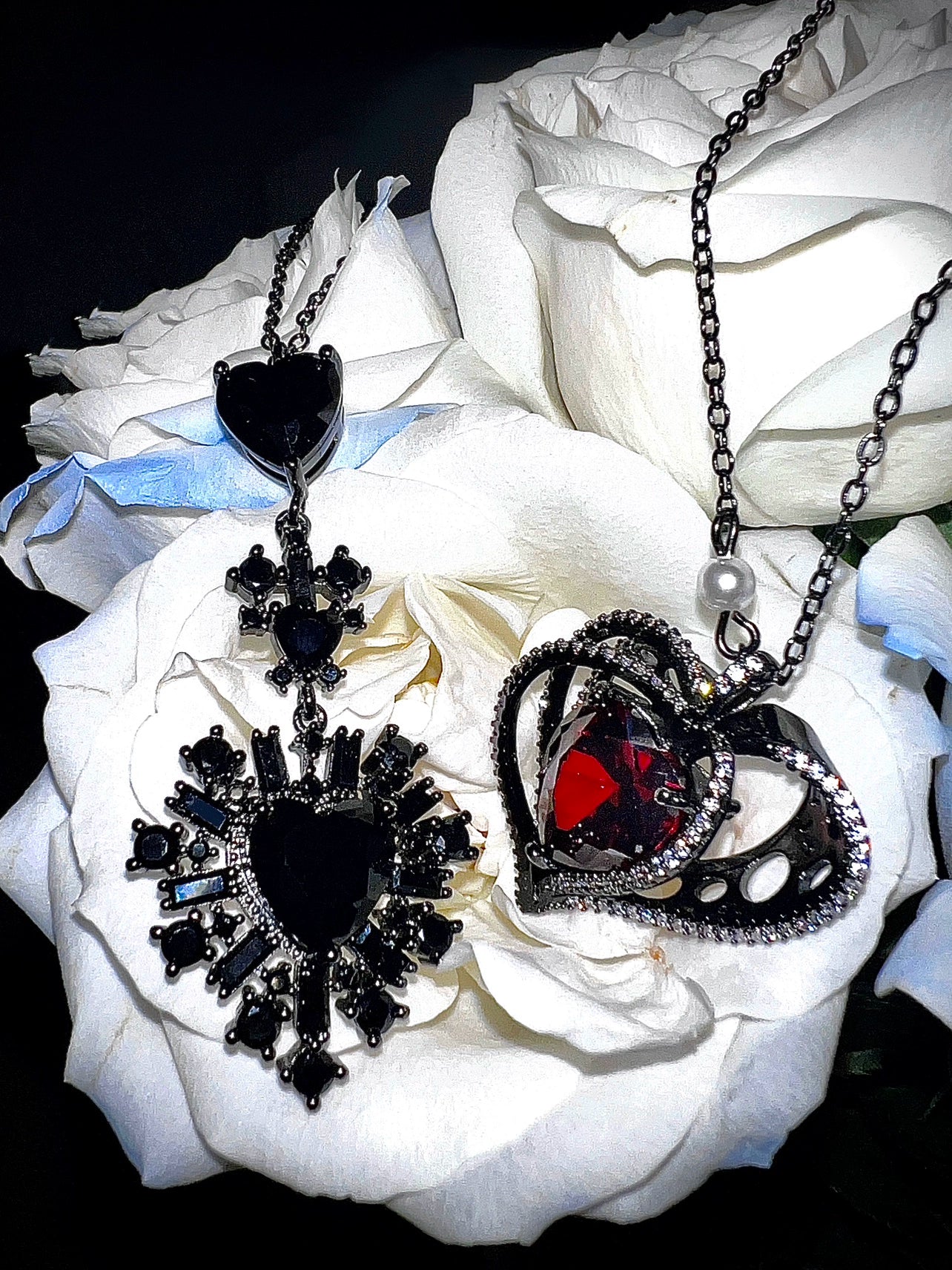 "Dark Peach Heart" Gothic Rose Necklace