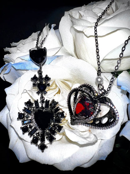 "Dark Peach Heart" Gothic Rose Necklace
