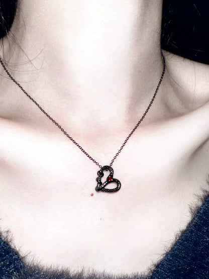 "Snake Heart" Black Gold Necklace