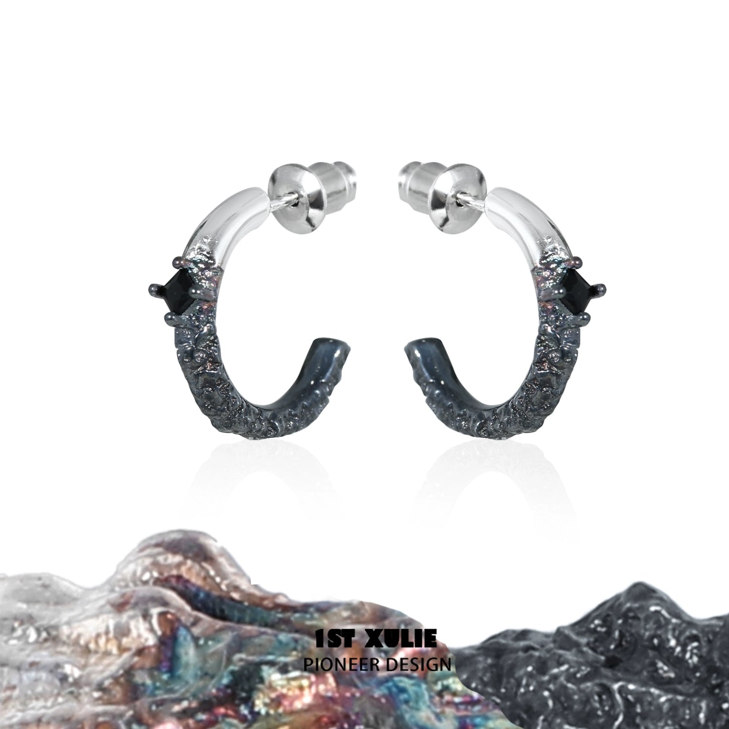 Y2K Black-White Fire Earrings