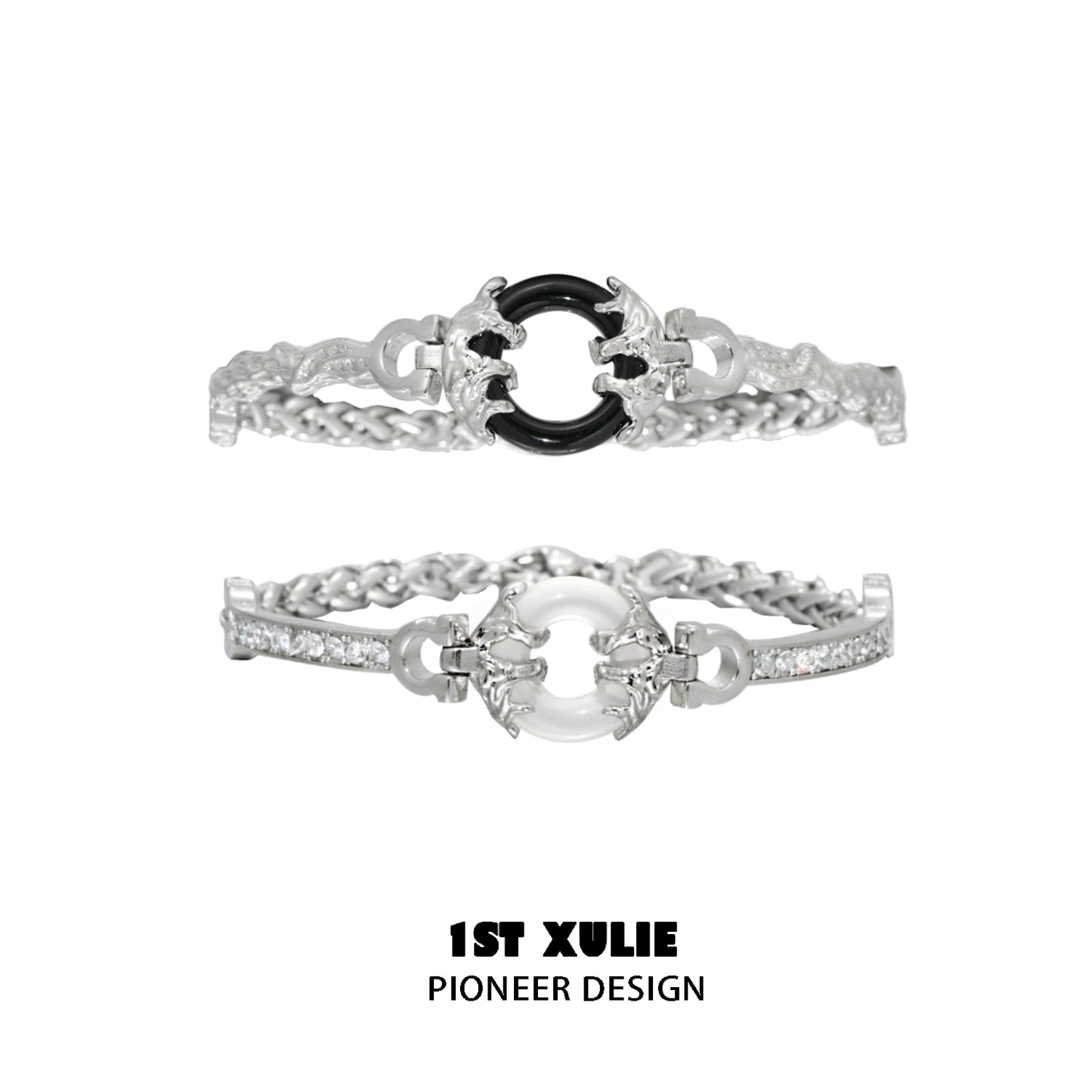 Black & White Titanium Steel Couple Bracelet
