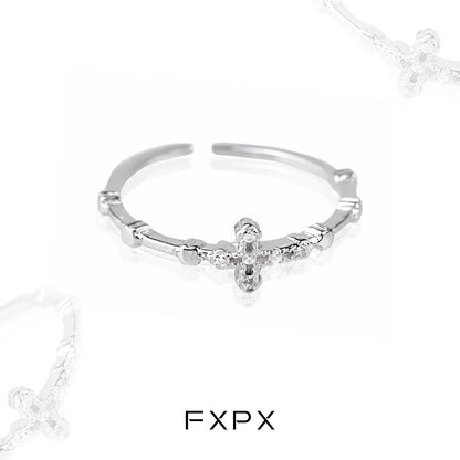 Minimalist Cross Silver Ring