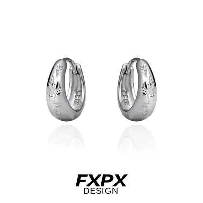 Metallic Fracture Silver Ear Clips