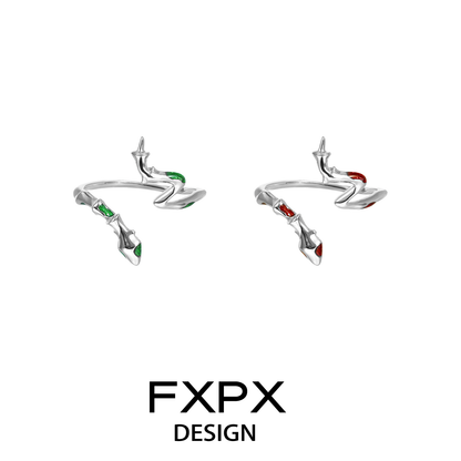 Red Green Serpentine Rings