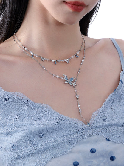 Crushed Butterfly Clavicle Necklace