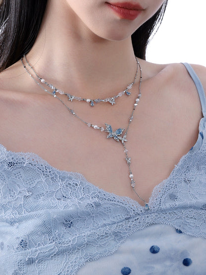 Crushed Butterfly Clavicle Necklace
