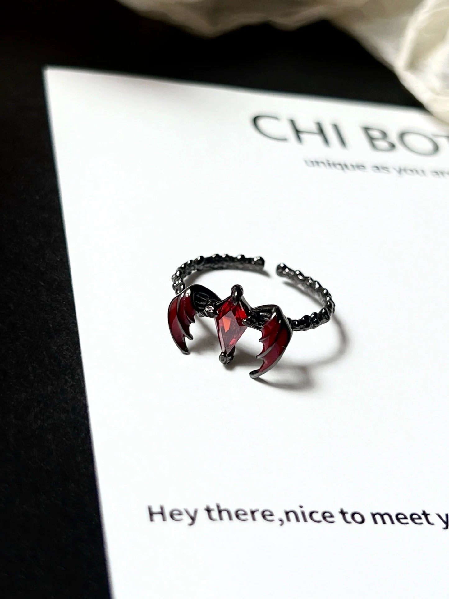 "Dragon Shadow" Red Zircon Ring