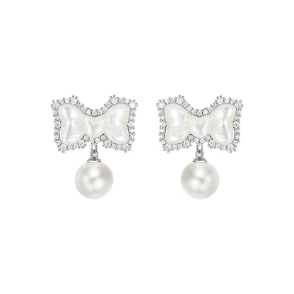 Bow Fritillary Pearl Earrings