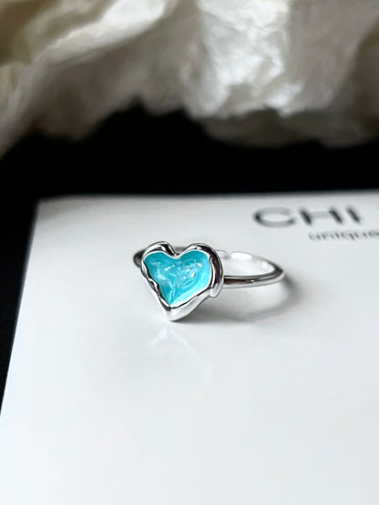 "Iceland Heart" Blue Ring