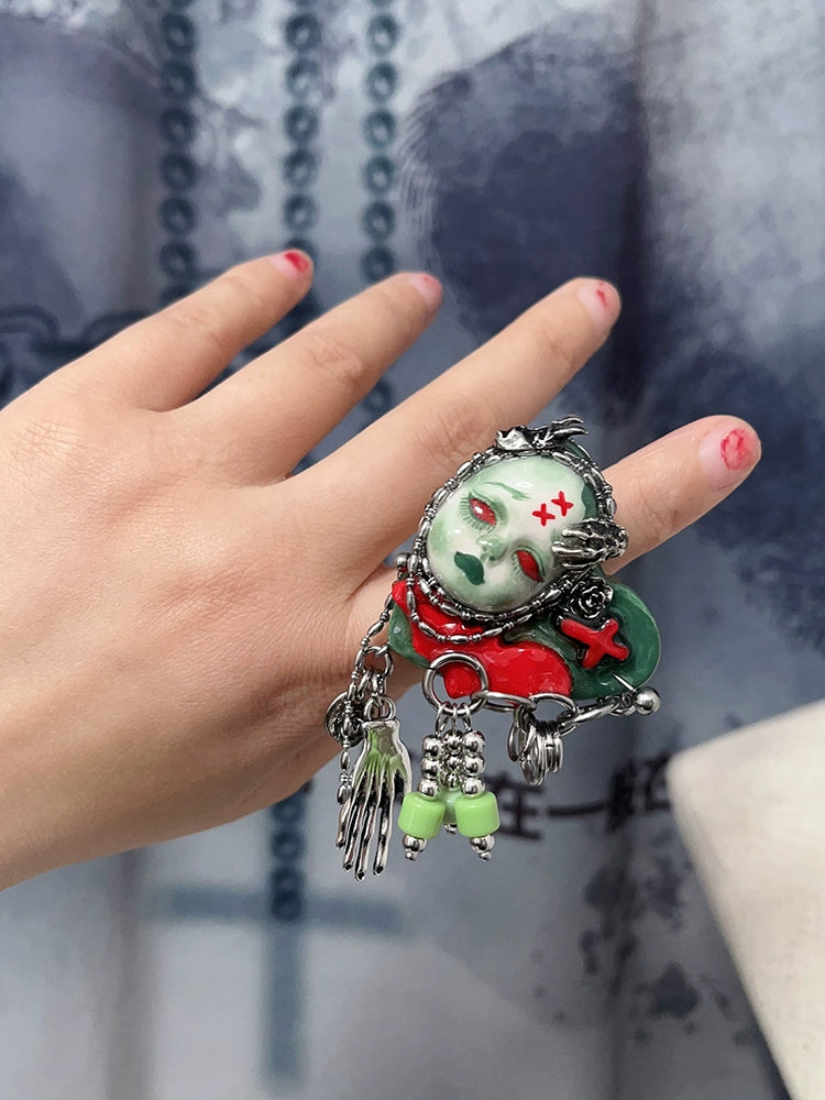 Rings-Ersan Tongsheng Original Art Stone Plastic Clay Clay Dark Niche Cold Wind Senior Opening Men's and Women's Rings