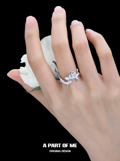 Rose Bow Silver Ring