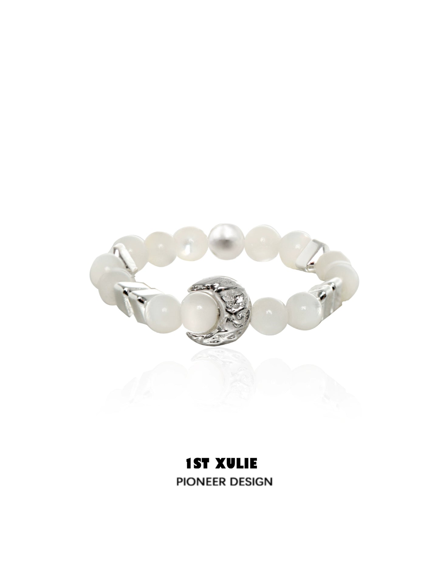 Beaded Shell Pearl Silver Ring